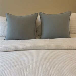 Restoration Hardware (2) Cashmere Throw Pillow Covers Zip Soft Blue 23” x 23” RH